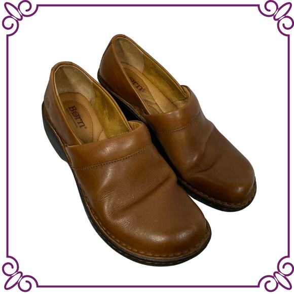Born Toby Duo Women's Slip On Shoes Brown Leather 2" Heel Size 7 - Picture 1 of 9